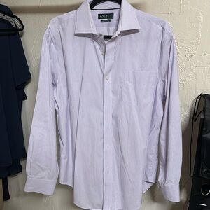 Purple and white strips button down shirt